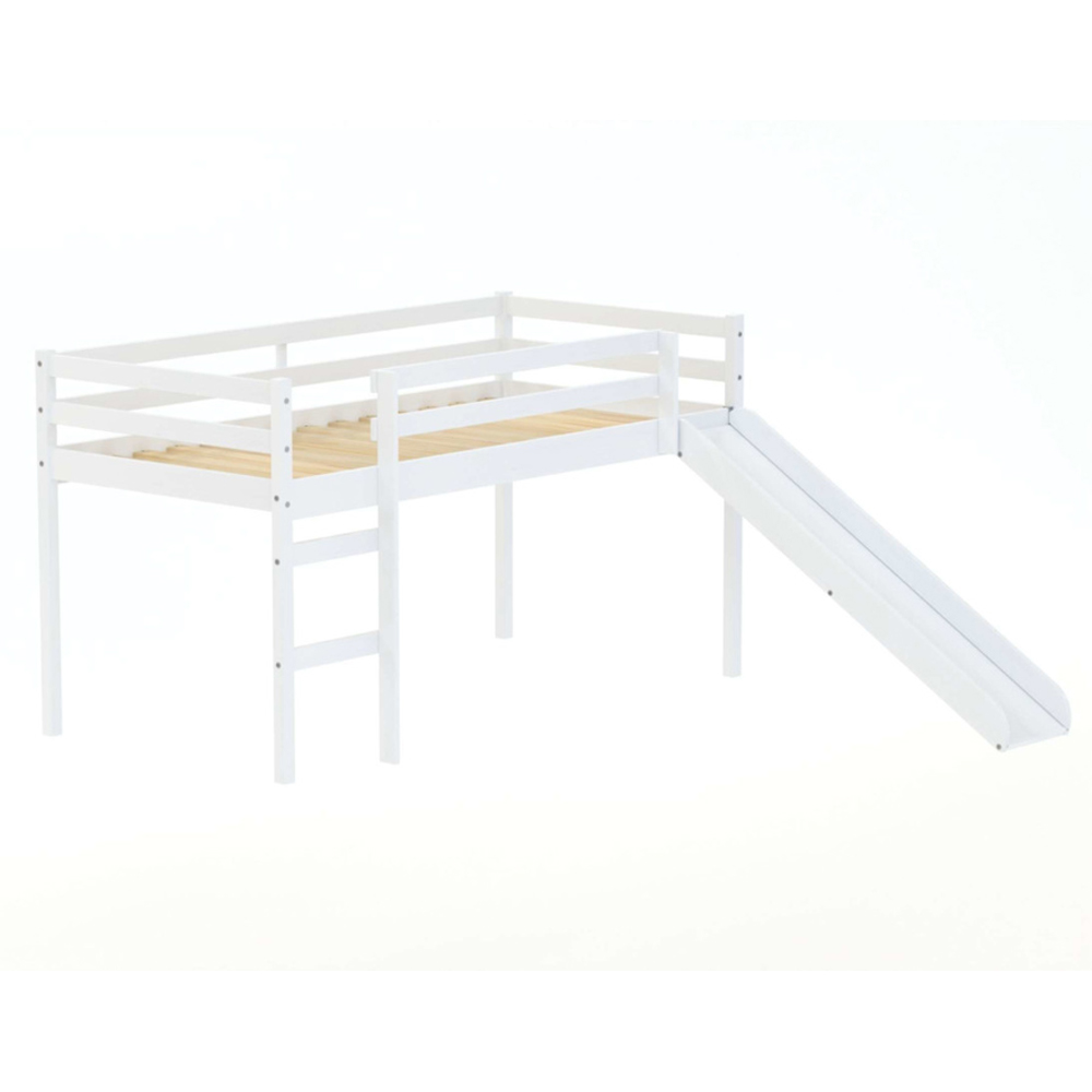 Frisco Wooden Mid Sleeper Bunk Bed With Slide In White