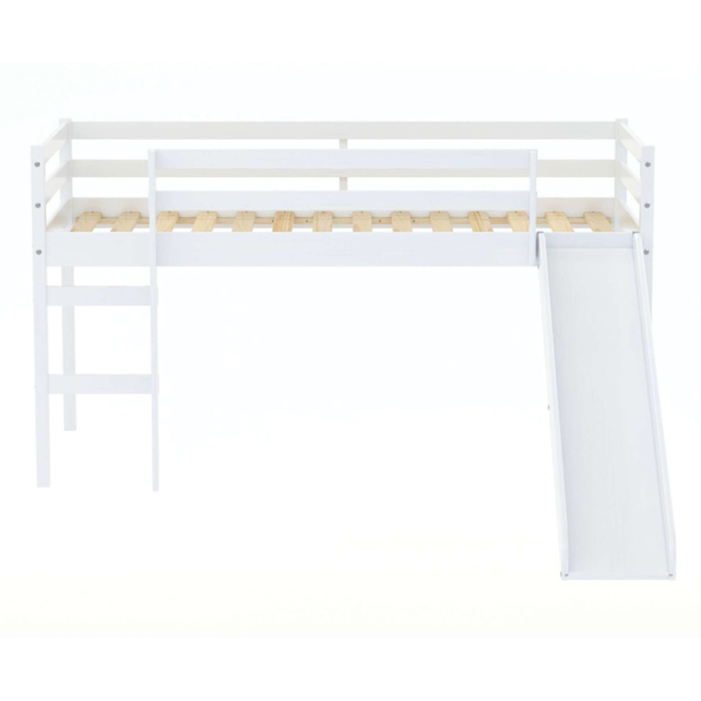 Frisco Wooden Mid Sleeper Bunk Bed With Slide In White
