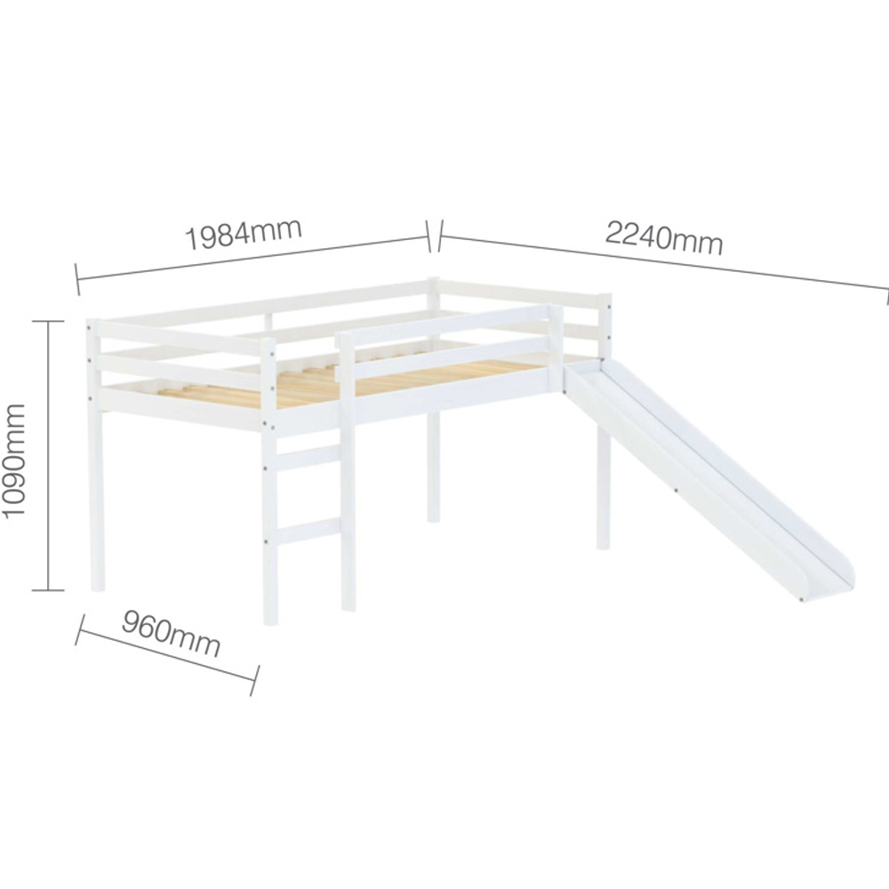 Frisco Wooden Mid Sleeper Bunk Bed With Slide In White