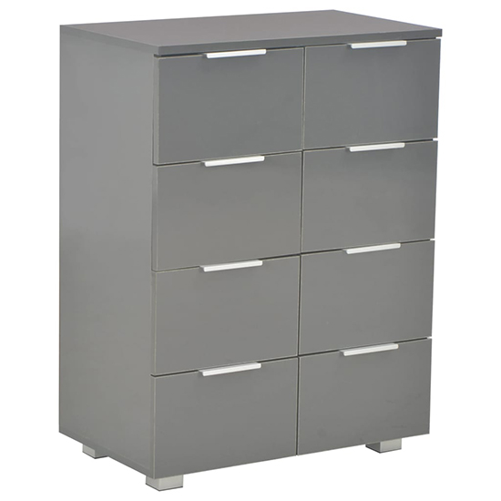 Friso High Gloss Chest Of 8 Drawers In Grey