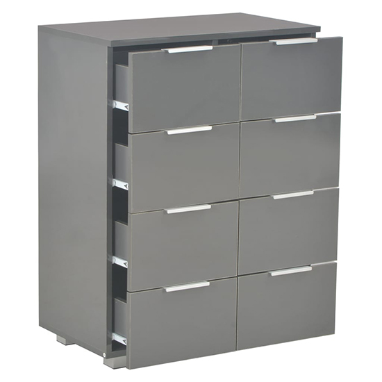 Friso High Gloss Chest Of 8 Drawers In Grey