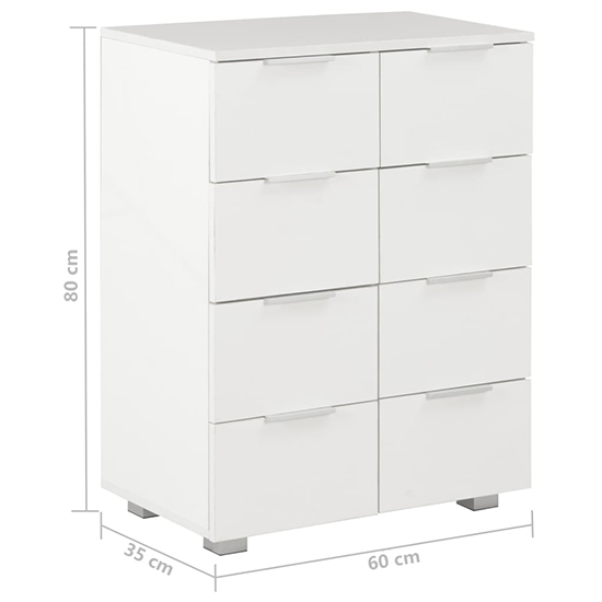 Friso High Gloss Chest Of 8 Drawers In White