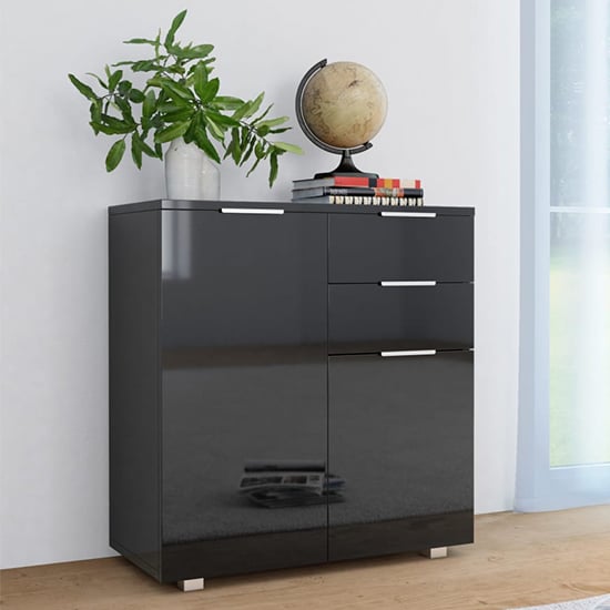 Read more about Friso high gloss sideboard with 2 doors 2 drawers in black