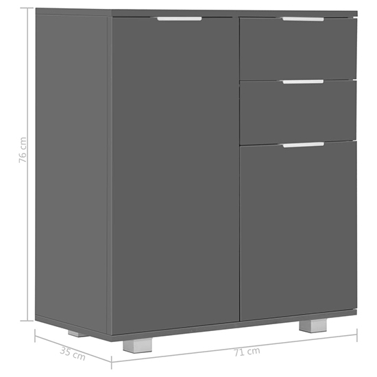 Friso High Gloss Sideboard With 2 Doors 2 Drawers In Grey