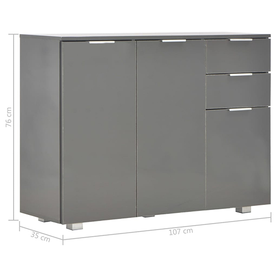 Friso High Gloss Sideboard With 3 Doors 2 Drawers In Grey_6