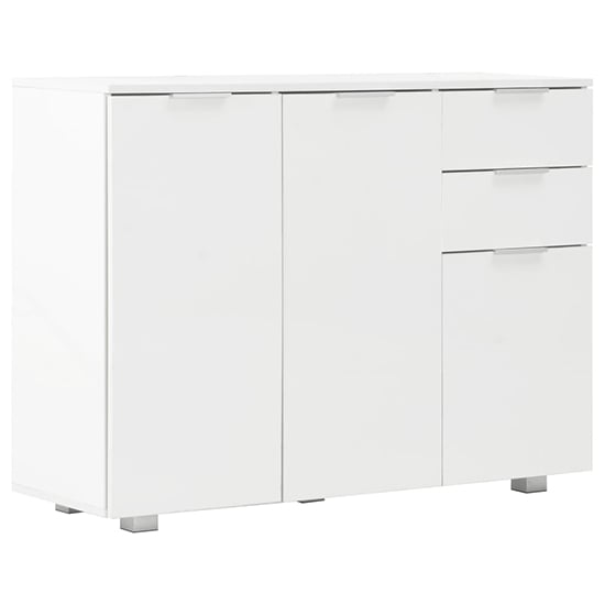Friso High Gloss Sideboard With 3 Doors 2 Drawers In White