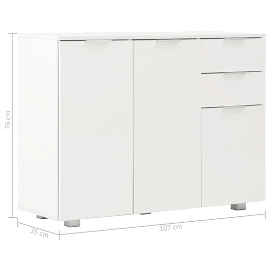 Friso High Gloss Sideboard With 3 Doors 2 Drawers In White_5