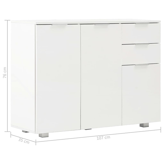 Friso High Gloss Sideboard With 3 Doors 2 Drawers In White