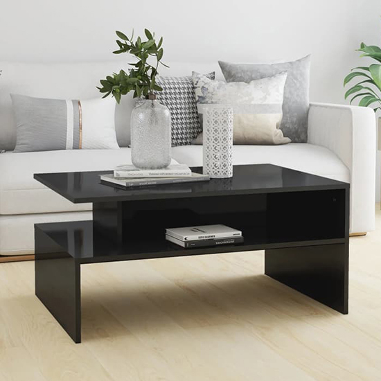 Read more about Fritzi high gloss coffee table with shelf in grey