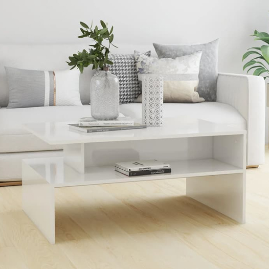 Product photograph of Fritzi High Gloss Coffee Table With Shelf In White from Furniture in Fashion