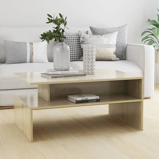 Fritzi Wooden Coffee Table With Shelf In Sonoma Oak