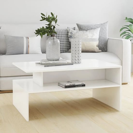 Fritzi Wooden Coffee Table With Shelf In White