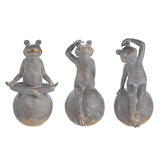 Frog Freddie Poly Set Of 3 Design Sculpture In Grey