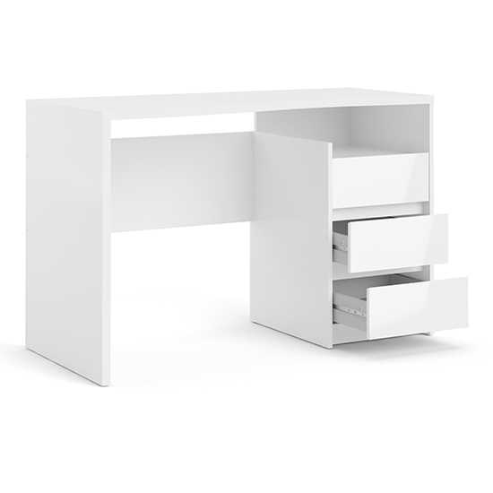 Frosk High Gloss Computer Desk In White With 3 Drawers_2