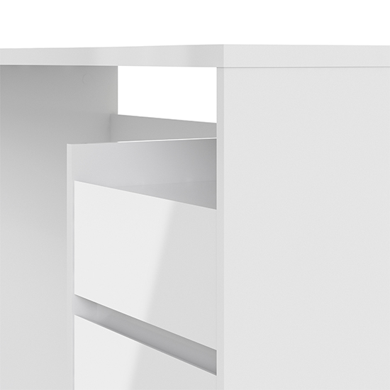 Frosk High Gloss Computer Desk In White With 3 Drawers_3