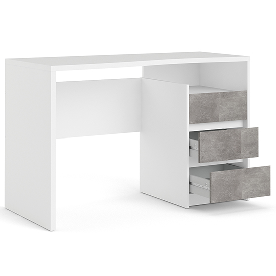 Frosk Wooden Computer Desk With 3 Drawers In White And Grey_2