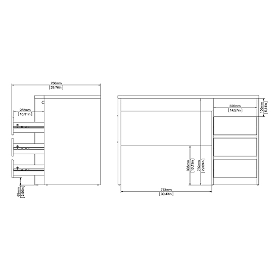 Frosk Wooden Computer Desk With 3 Drawers In White And Grey_5