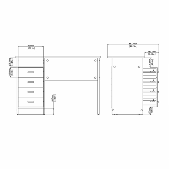 Frosk Wooden Laptop Desk With 4 Drawers In White