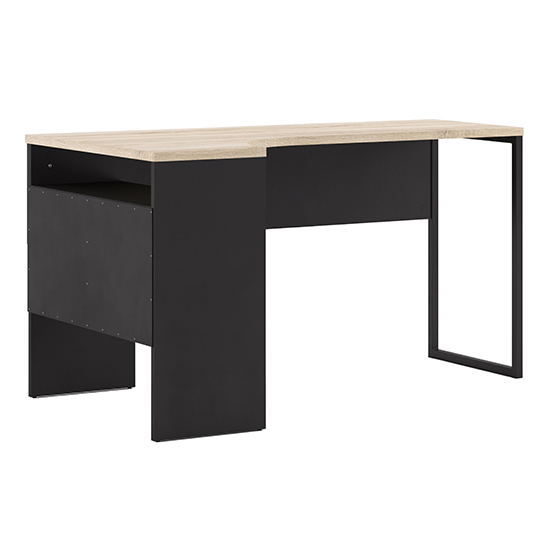 Frosk Wooden Laptop Desk With 2 Drawers In Matt Black And Oak