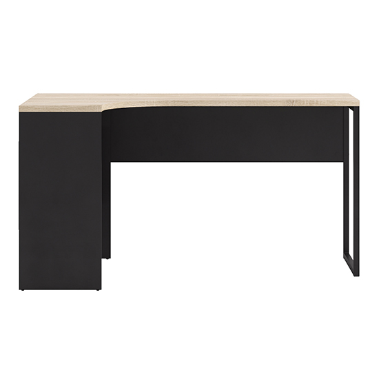 Frosk Wooden Laptop Desk With 2 Drawers In Matt Black And Oak