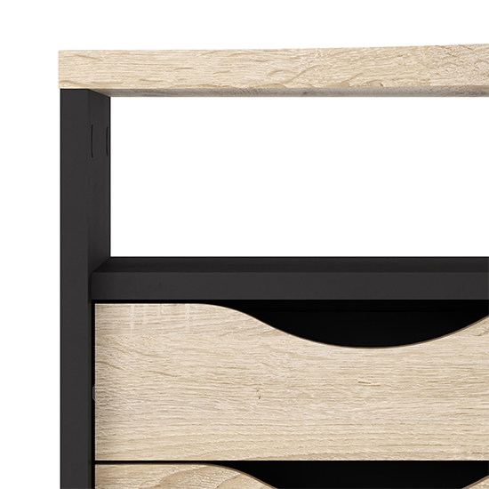 Frosk Wooden Laptop Desk With 2 Drawers In Matt Black And Oak