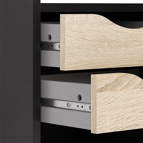 Frosk Wooden Laptop Desk With 2 Drawers In Matt Black And Oak