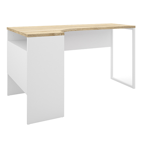 Frosk Wooden Laptop Desk With 2 Drawers In White And Oak