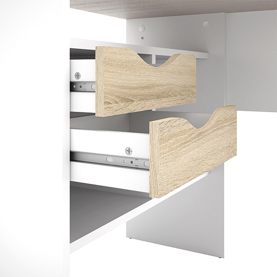 Frosk Wooden Laptop Desk With 2 Drawers In White And Oak