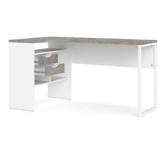 Frosk Corner Computer Desk 2 Drawers In White And Grey_7