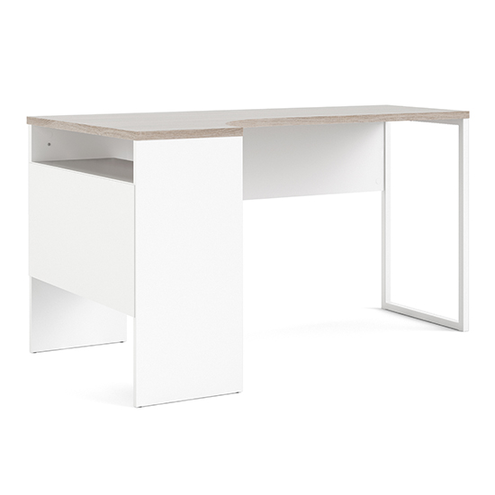 Frosk Wooden Laptop Desk With 2 Drawers In White And Truffle Oak