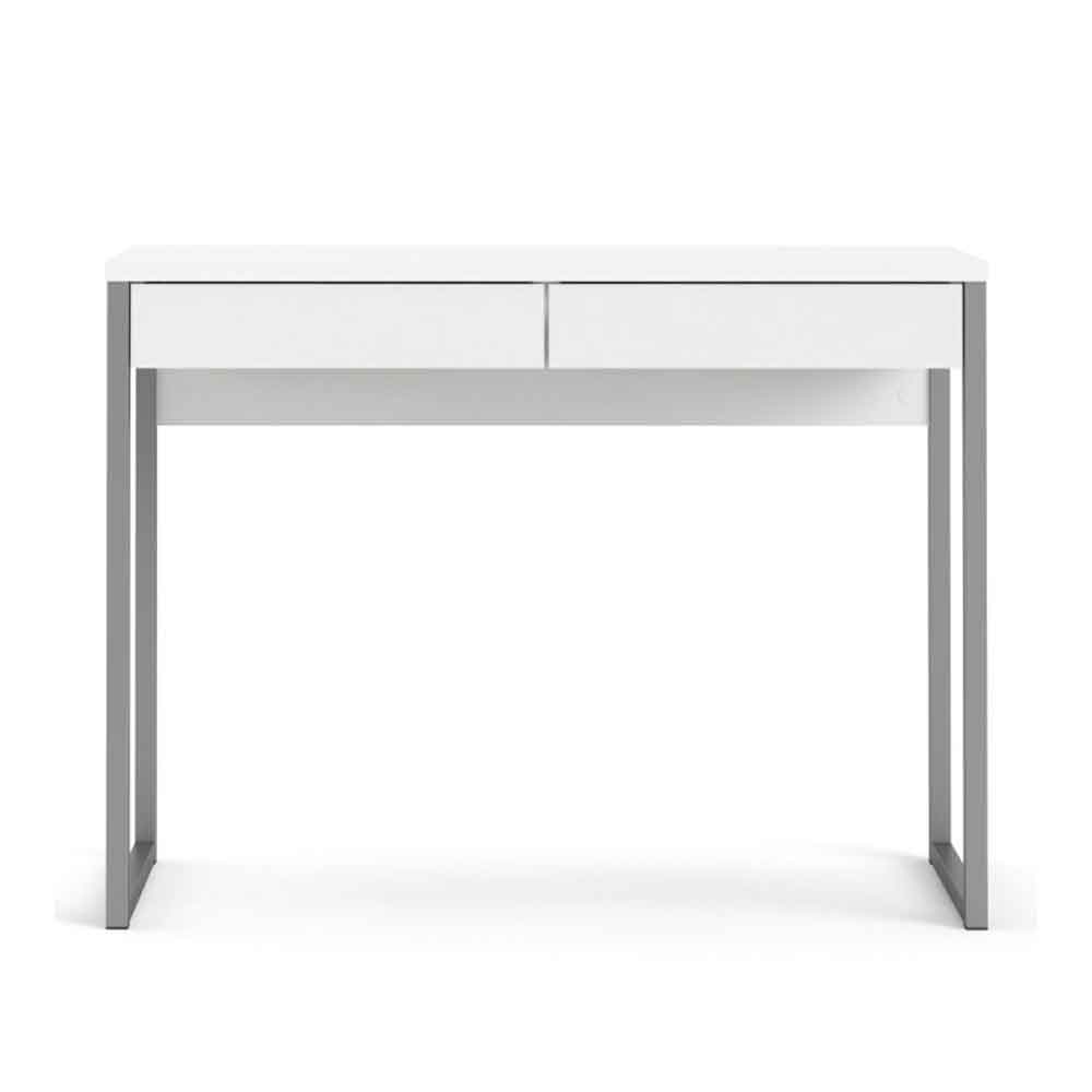 Frosk High Gloss Laptop Desk with 2 Drawers in White
