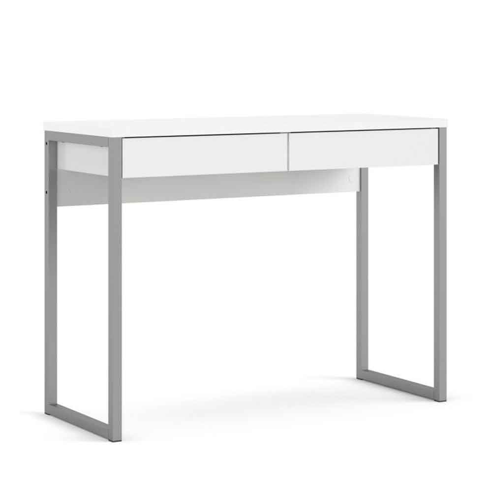 Frosk High Gloss Laptop Desk with 2 Drawers in White
