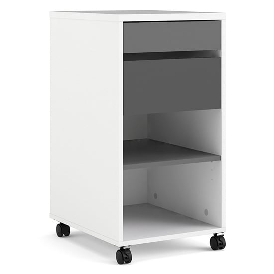 Frosk Mobile Office Pedestal In White And Grey With 2 Drawers_4