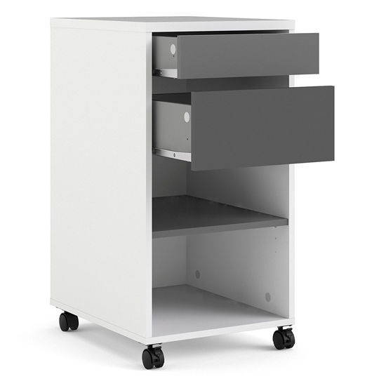 Frosk Mobile Office Pedestal In White And Grey With 2 Drawers_5