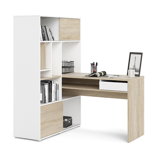Frosk Wooden Multi-Functional Computer Desk In White And Oak_2
