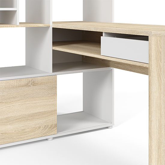 Frosk Wooden Multi-Functional Computer Desk In White And Oak_3