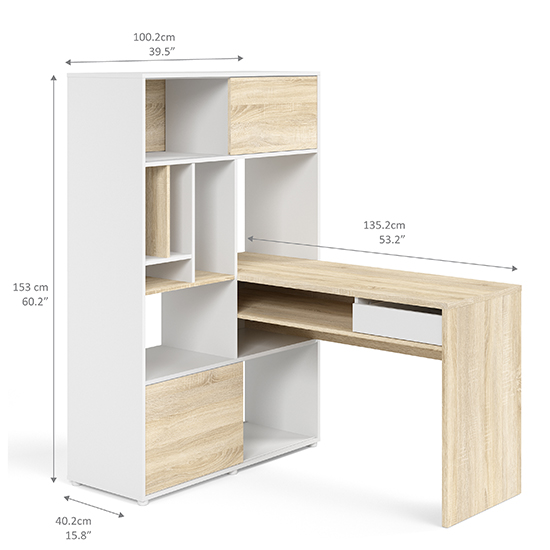 Frosk Wooden Multi-Functional Computer Desk In White And Oak_6