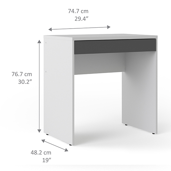 Frosk Wooden 1 Drawer Computer Desk In White And Grey_5