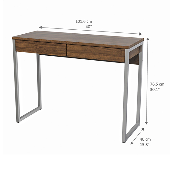 Frosk Wooden 2 Drawers Computer Desk In Walnut_3