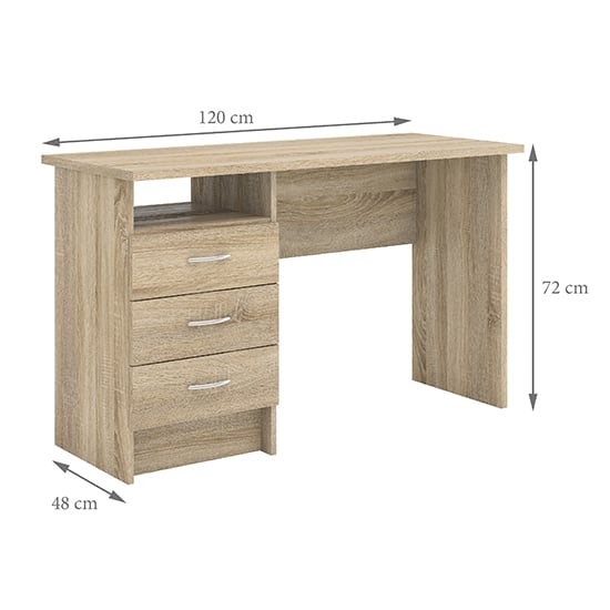 Frosk Wooden Laptop Desk With 3 Drawers In Oak