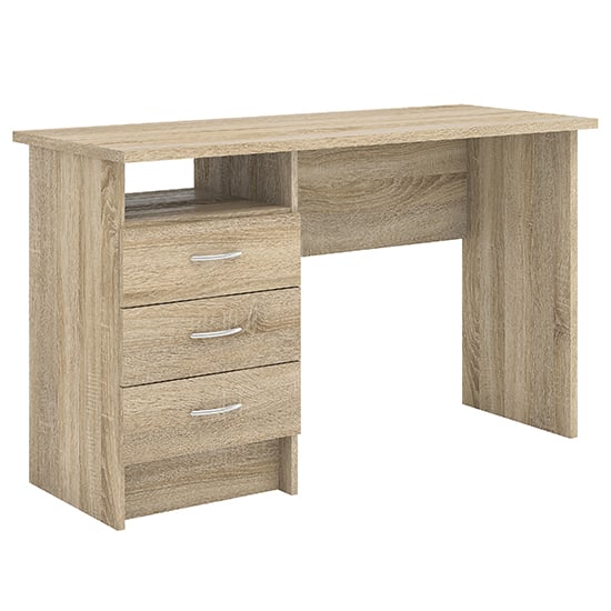 Photo of Frosk wooden 3 drawers computer desk in oak