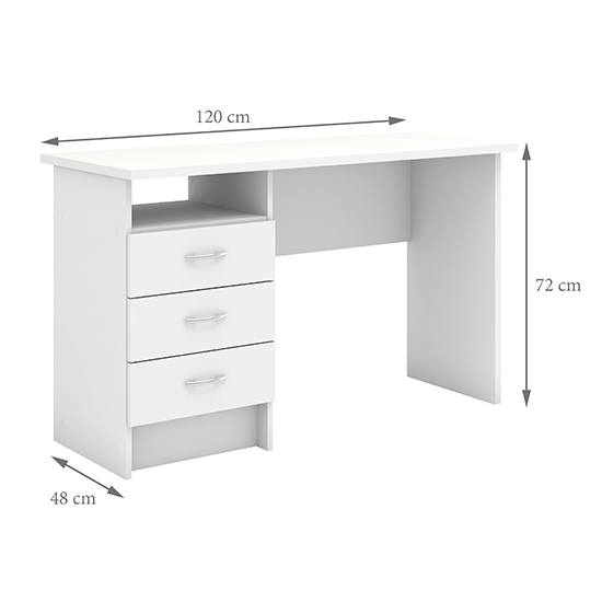 Frosk Wooden Laptop Desk With 3 Drawers In White