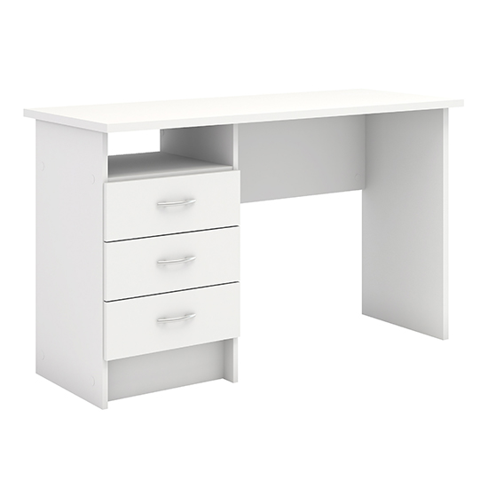 Photo of Frosk wooden 3 drawers computer desk in white