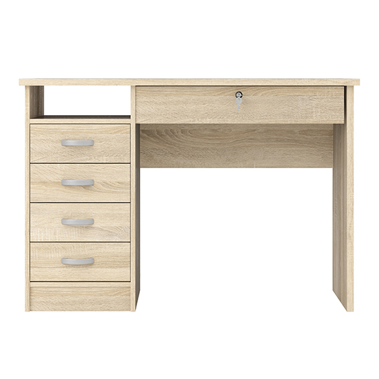 Frosk Wooden Laptop Desk With 5 Drawers In Oak
