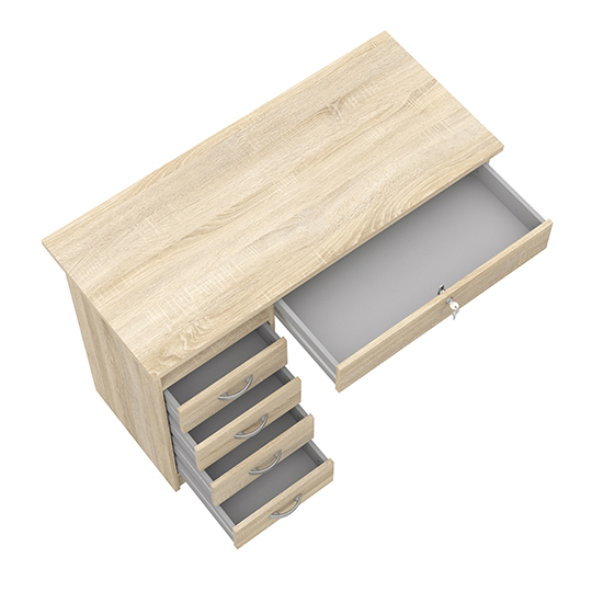 Frosk Wooden Laptop Desk With 5 Drawers In Oak