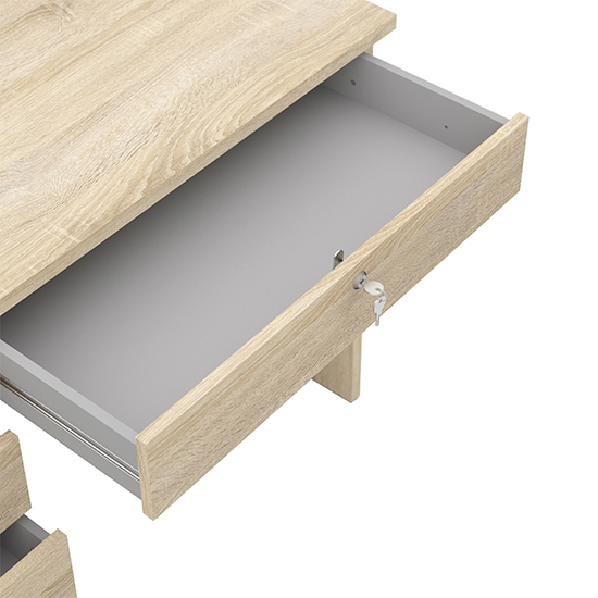 Frosk Wooden Laptop Desk With 5 Drawers In Oak