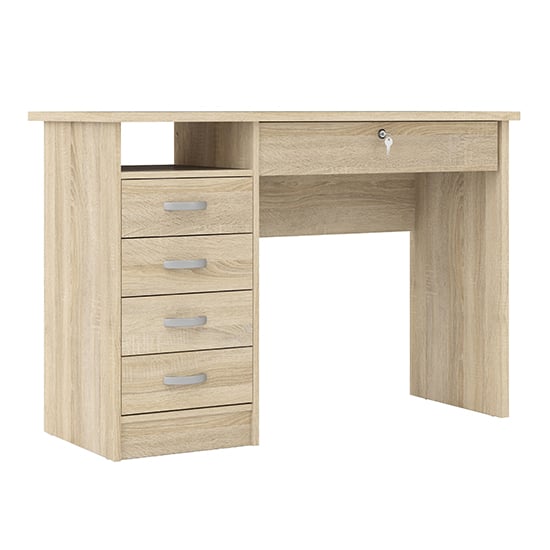 Read more about Frosk wooden 5 drawers computer desk in oak