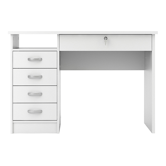 Frosk Wooden Laptop Desk With 5 Drawers In White