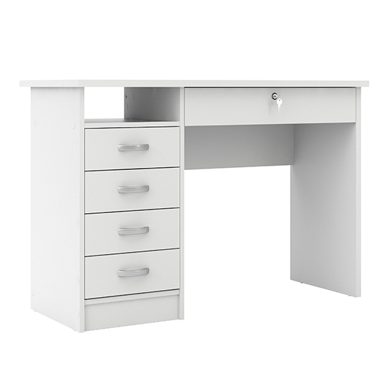 Read more about Frosk wooden 5 drawers computer desk in white