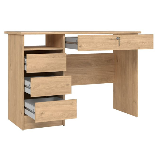 Frosk Wooden Computer Desk 3 Drawers In Jackson Hickory Oak